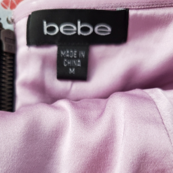 Bebe black lavender mesh strapless party dress - Picture 6 of 8